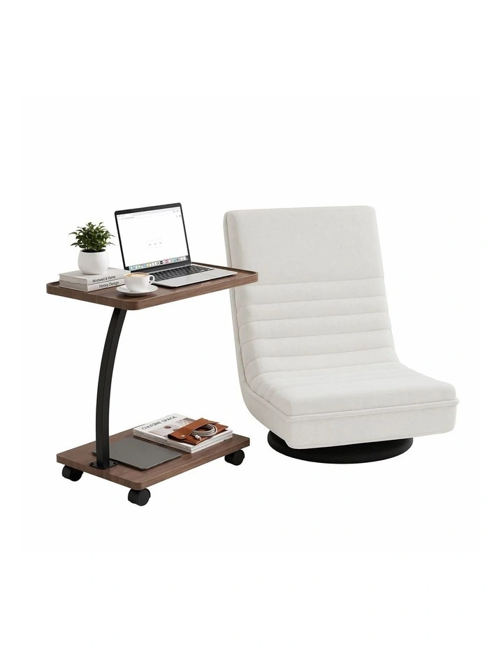Artiss Floor Lounge 360 Swivel Foldable Sofa Chair and Side Table with Castors Set image 1