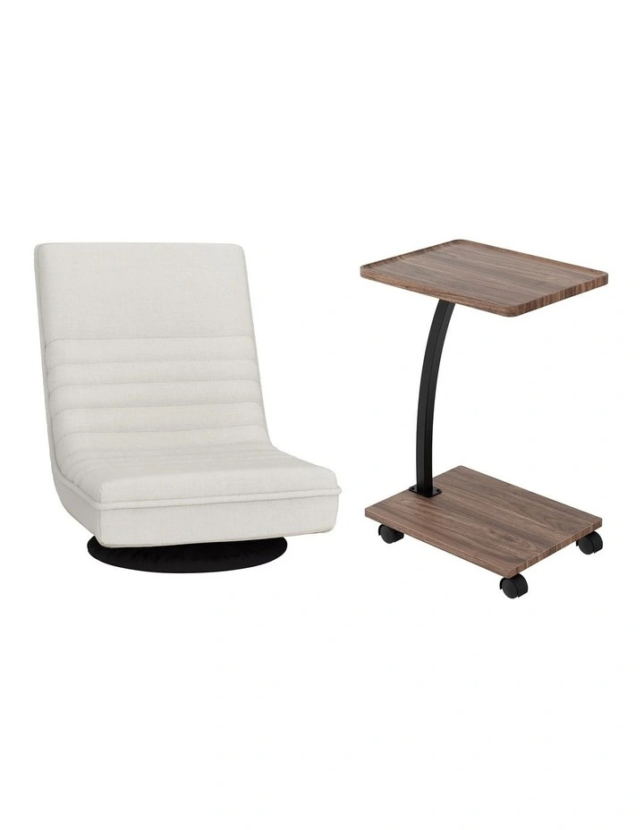 Artiss Floor Lounge 360 Swivel Foldable Sofa Chair and Side Table with Castors Set image 3