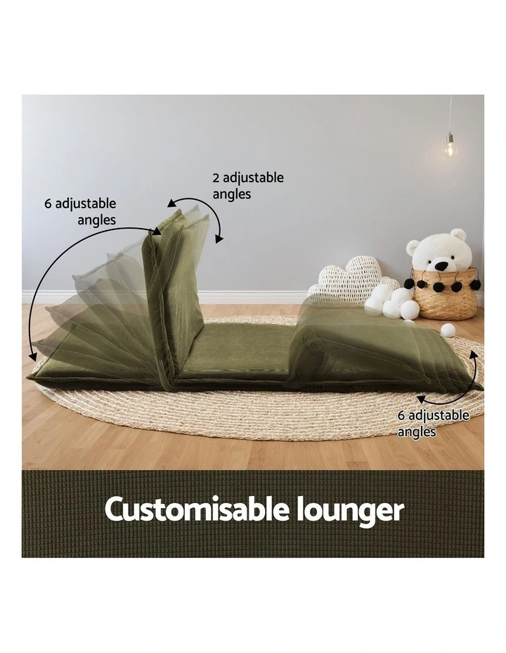 Artiss Floor Lounge Sofa Bed Folding Chaise Chair Green & Coffee Table Side Table Marble Effect image 4