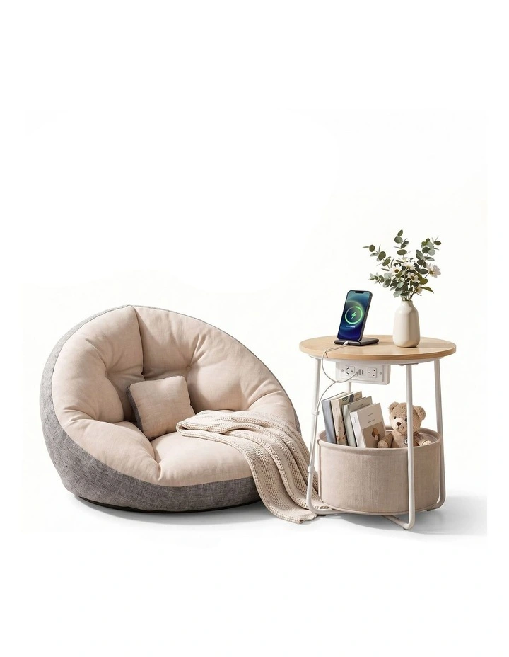 Artiss Floor Lounge and Coffee Table w/ Charging Station Set image 1