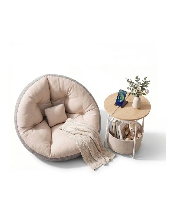 Artiss Floor Lounge and Coffee Table w/ Charging Station Set image 2