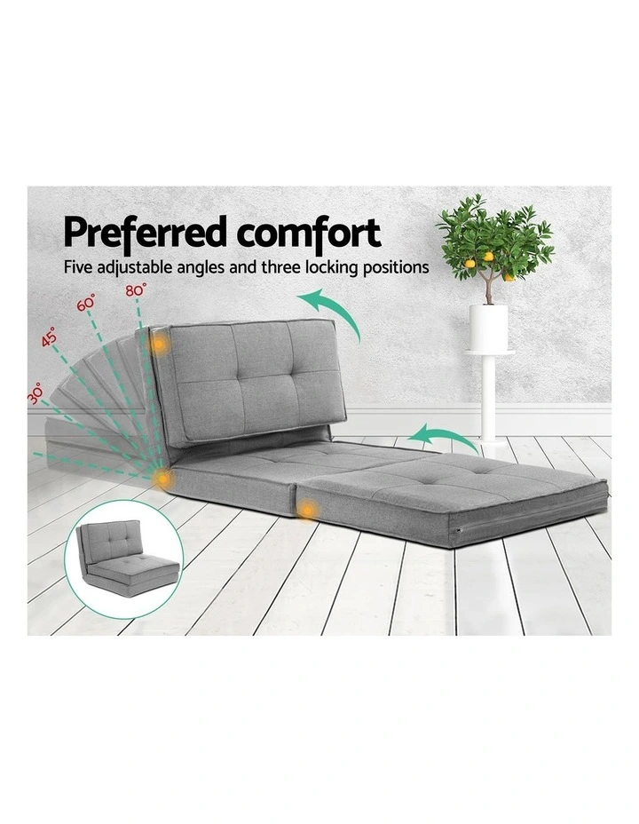 Artiss Recliner Adjustable Floor Chaise Lounge & Ottoman Foot Rest Grey Set image 4