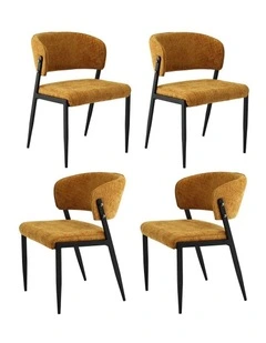 Artiss Dining Chairs Set of 4 Linen Fabric Soft Upholstered Chairs Mustard
