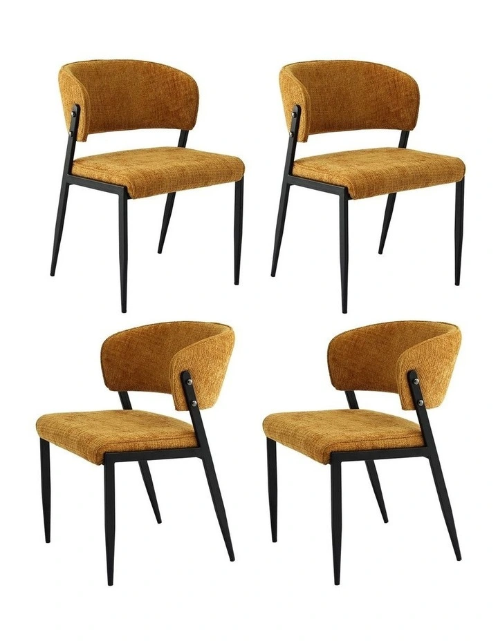 Artiss Dining Chairs Set of 4 Linen Fabric Soft Upholstered Chairs Mustard image 1