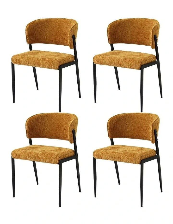 Artiss Dining Chairs Set of 4 Linen Fabric Soft Upholstered Chairs Mustard image 3