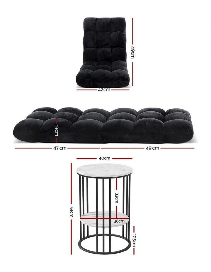 Artiss Sofa Bed Floor Lounge Recliner Foldable Chair & Side Table Bundle image 2