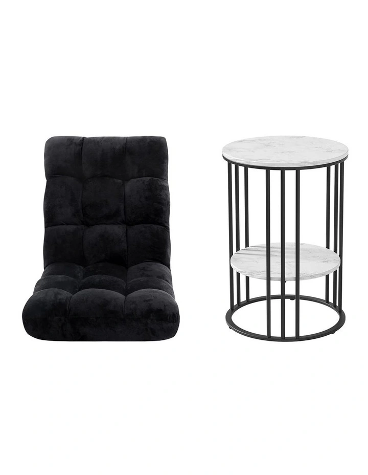 Artiss Sofa Bed Floor Lounge Recliner Foldable Chair & Side Table Bundle image 3