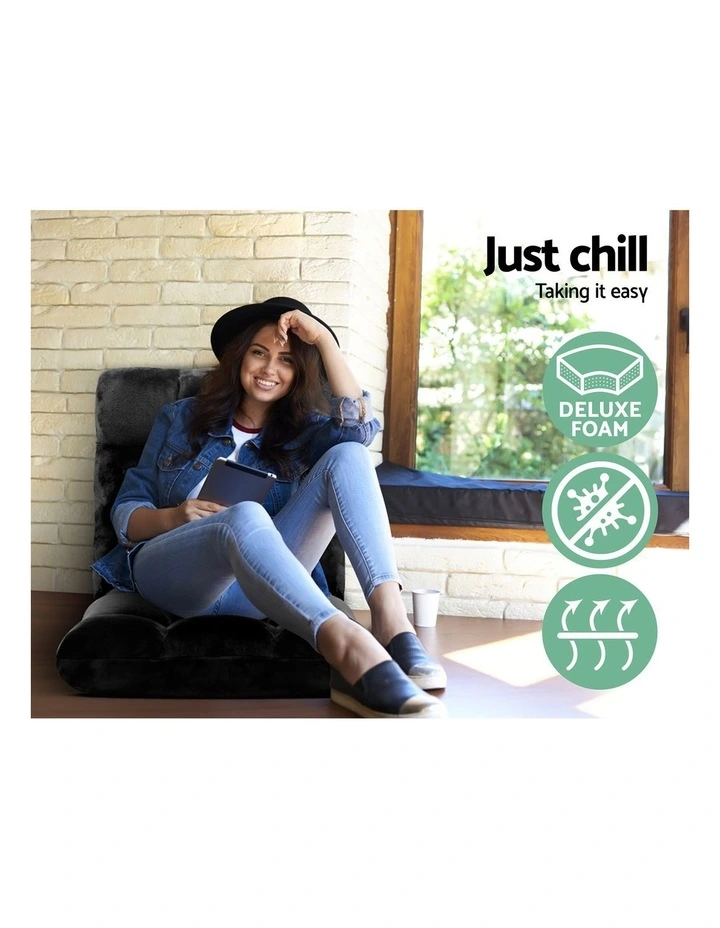 Artiss Sofa Bed Floor Lounge Recliner Foldable Chair & Side Table Bundle image 4