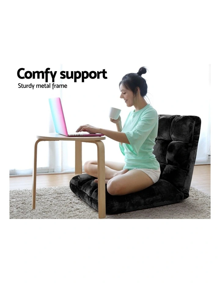 Artiss Sofa Bed Floor Lounge Recliner Foldable Chair & Side Table Bundle image 5