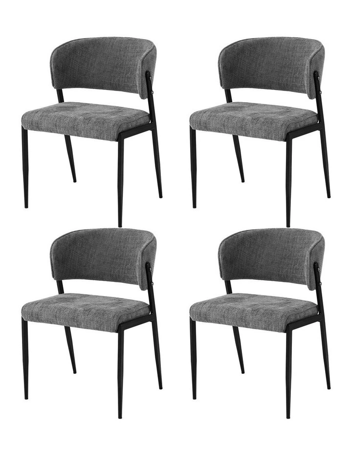 Artiss Dining Chairs Set of 4 Linen Fabric Soft Upholstered Chairs Grey image 3