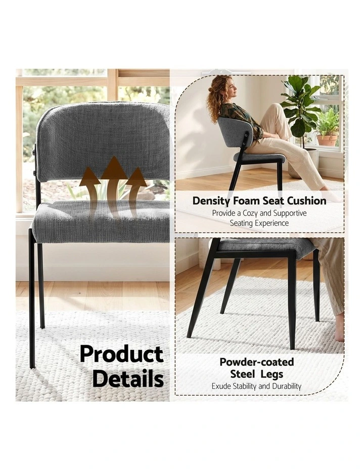 Artiss Dining Chairs Set of 4 Linen Fabric Soft Upholstered Chairs Grey image 6