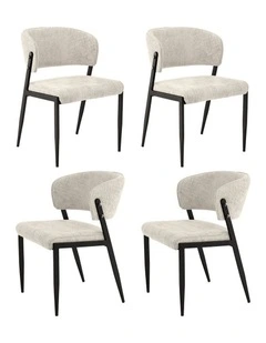 Artiss Dining Chairs Set of 4 Linen Fabric Soft Upholstered Chairs Beige