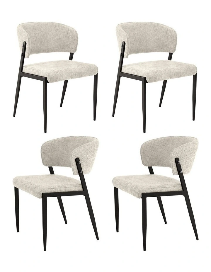 Artiss Dining Chairs Set of 4 Linen Fabric Soft Upholstered Chairs Beige image 1