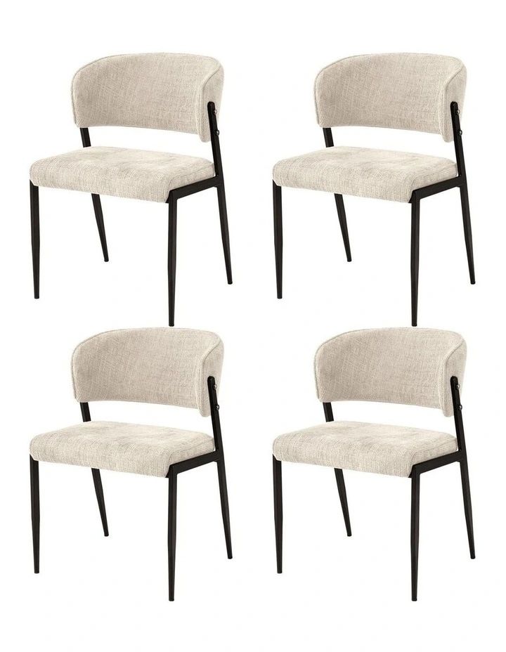 Artiss Dining Chairs Set of 4 Linen Fabric Soft Upholstered Chairs Beige image 3