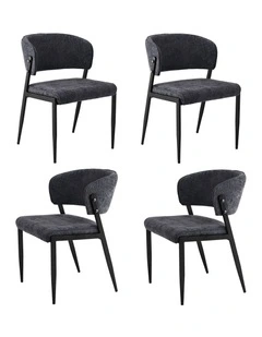 Artiss Dining Chairs Set of 4 Linen Fabric Soft Upholstered Chairs Charcoal
