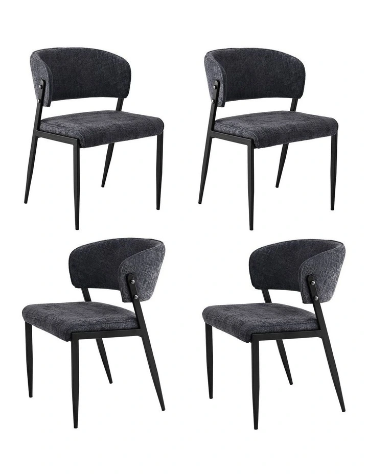 Artiss Dining Chairs Set of 4 Linen Fabric Soft Upholstered Chairs Charcoal image 1