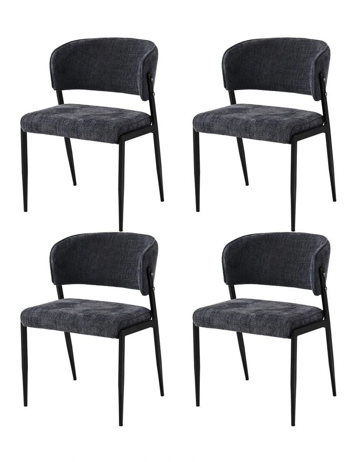 Artiss Dining Chairs Set of 4 Linen Fabric Soft Upholstered Chairs Charcoal image 3