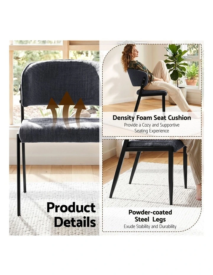 Artiss Dining Chairs Set of 4 Linen Fabric Soft Upholstered Chairs Charcoal image 6