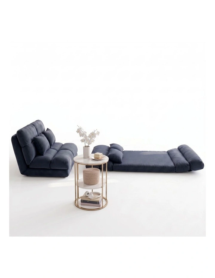 Artiss Floor Lounge Sofa Bed & Coffee Table 2 Tier Marble Effect Side Table Set image 2