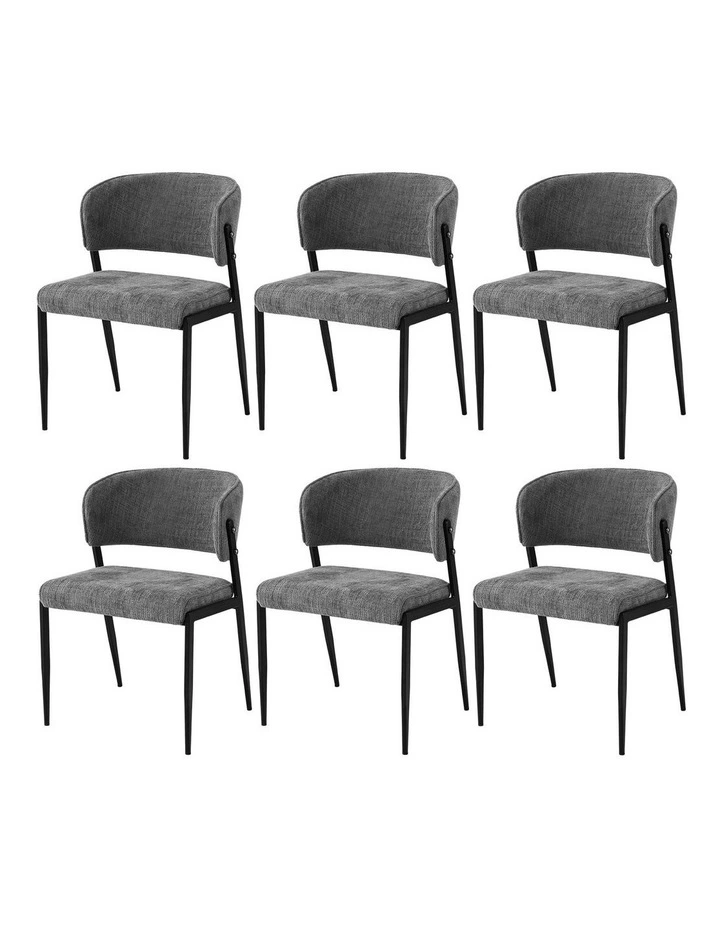 Artiss Dining Chairs Set of 6 Linen Fabric Soft Upholstered Chairs Grey image 3