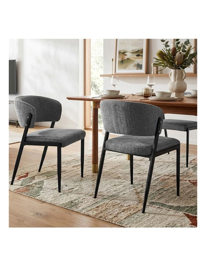 Artiss Dining Chairs Set of 6 Linen Fabric Soft Upholstered Chairs Grey image 4