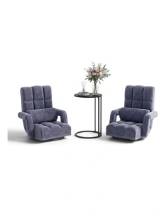Artiss Floor Sofa Chair & End Table Set, Swivel Lounge Recliner Side Tables
