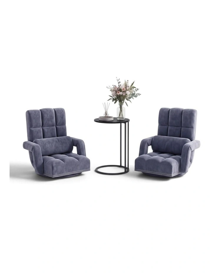 Artiss Floor Sofa Chair & End Table Set, Swivel Lounge Recliner Side Tables image 1