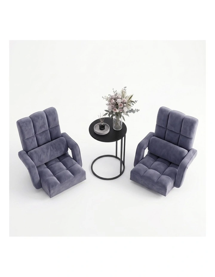 Artiss Floor Sofa Chair & End Table Set, Swivel Lounge Recliner Side Tables image 2