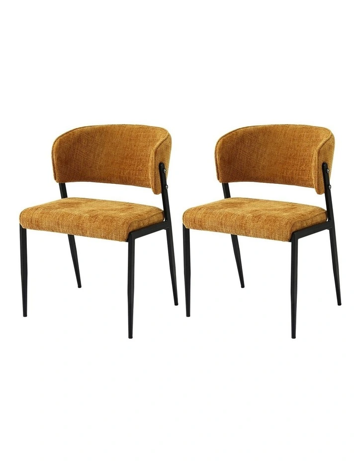 Artiss Dining Chairs Set of 2 Linen Fabric Soft Upholstered Chairs Mustard image 3