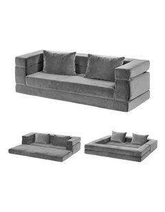 Artiss Convertible Folding Sofa Bed Pull Out Mattress Foldable Lounge Couch Grey