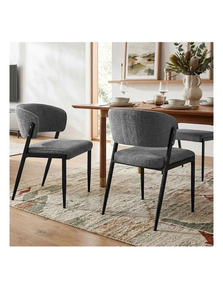 Artiss Dining Chairs Set of 2 Linen Fabric Soft Upholstered Chairs Grey image 4