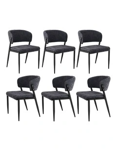Artiss Dining Chairs Set of 6 Linen Fabric Soft Upholstered Chairs Charcoal