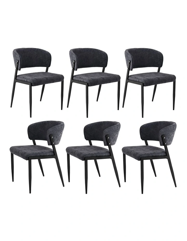 Artiss Dining Chairs Set of 6 Linen Fabric Soft Upholstered Chairs Charcoal image 1