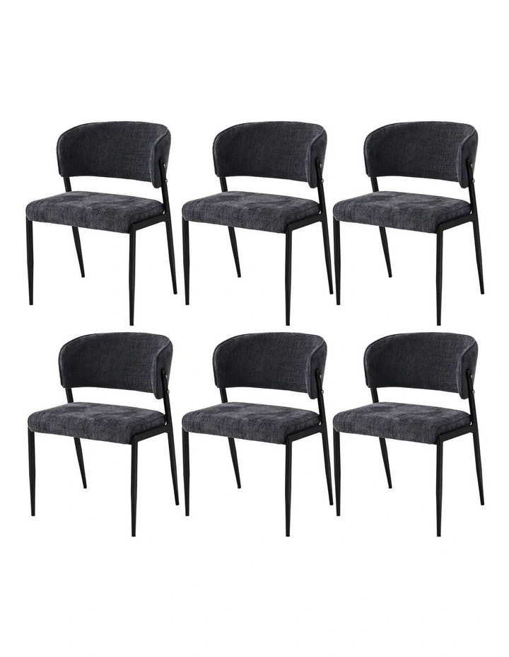 Artiss Dining Chairs Set of 6 Linen Fabric Soft Upholstered Chairs Charcoal image 3