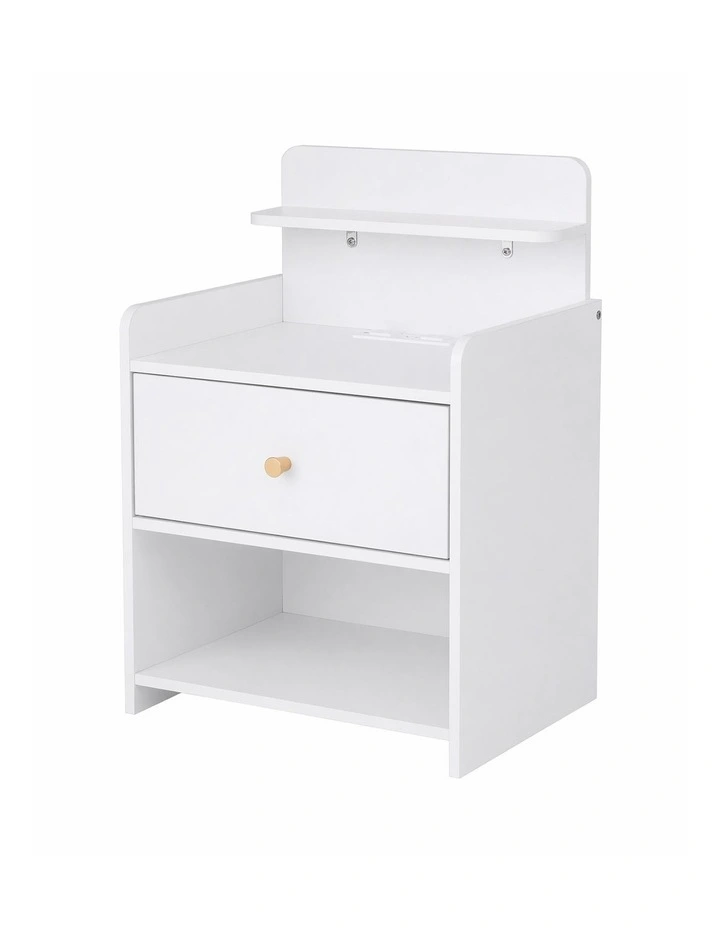 Artiss Bedside Table Drawer Charging Station White image 1