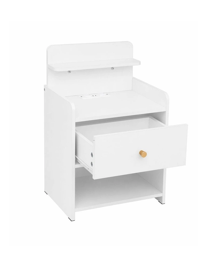Artiss Bedside Table Drawer Charging Station White image 3