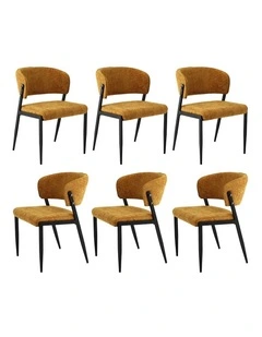 Artiss Dining Chairs Set of 6 Linen Fabric Soft Upholstered Chairs Mustard