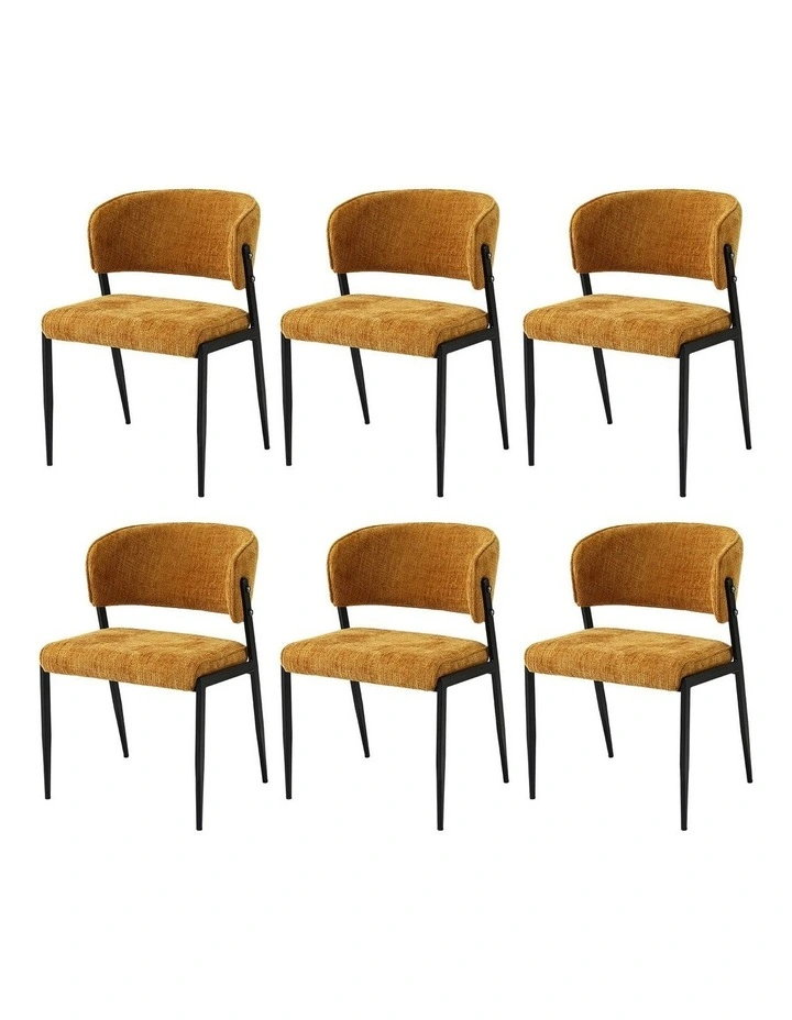 Artiss Dining Chairs Set of 6 Linen Fabric Soft Upholstered Chairs Mustard image 3