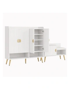 Artiss Shoe Cabinet Bench Set Adjustable Shelf Hallway Living Room White