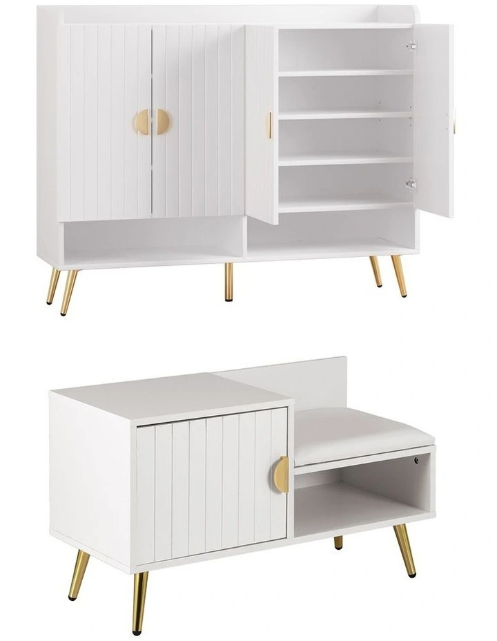 Artiss Shoe Cabinet Bench Set Adjustable Shelf Hallway Living Room White image 3