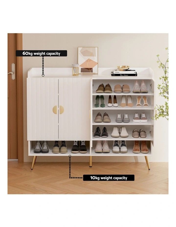 Artiss Shoe Cabinet Bench Set Adjustable Shelf Hallway Living Room White image 5