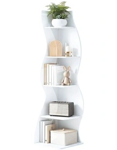 Artiss 5-Tier Bookshelf Corner Shelf S-shaped Storage Rack White