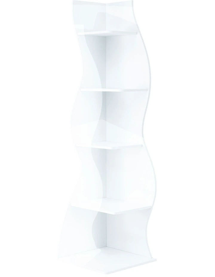 Artiss 5-Tier Bookshelf Corner Shelf S-shaped Storage Rack White image 3