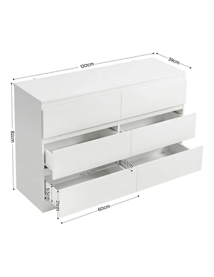 Artiss 6 Chest of Drawers Lowboy White image 2