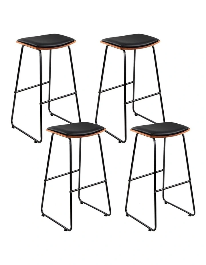 Artiss 4x Bar Stools Leather Padded Metal image 1