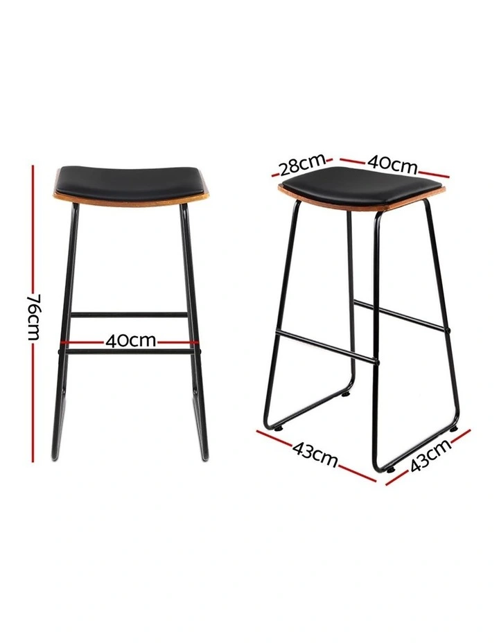 Artiss 4x Bar Stools Leather Padded Metal image 3