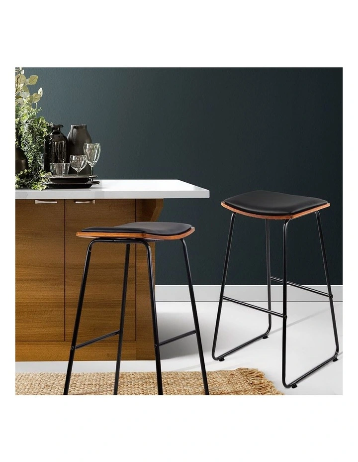 Artiss 4x Bar Stools Leather Padded Metal image 4