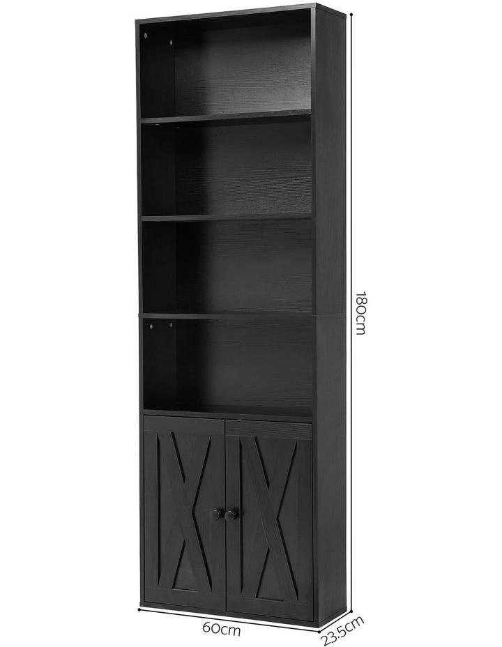 Artiss 6-Tier Bookshelf Display Cabinet Storage Black image 2