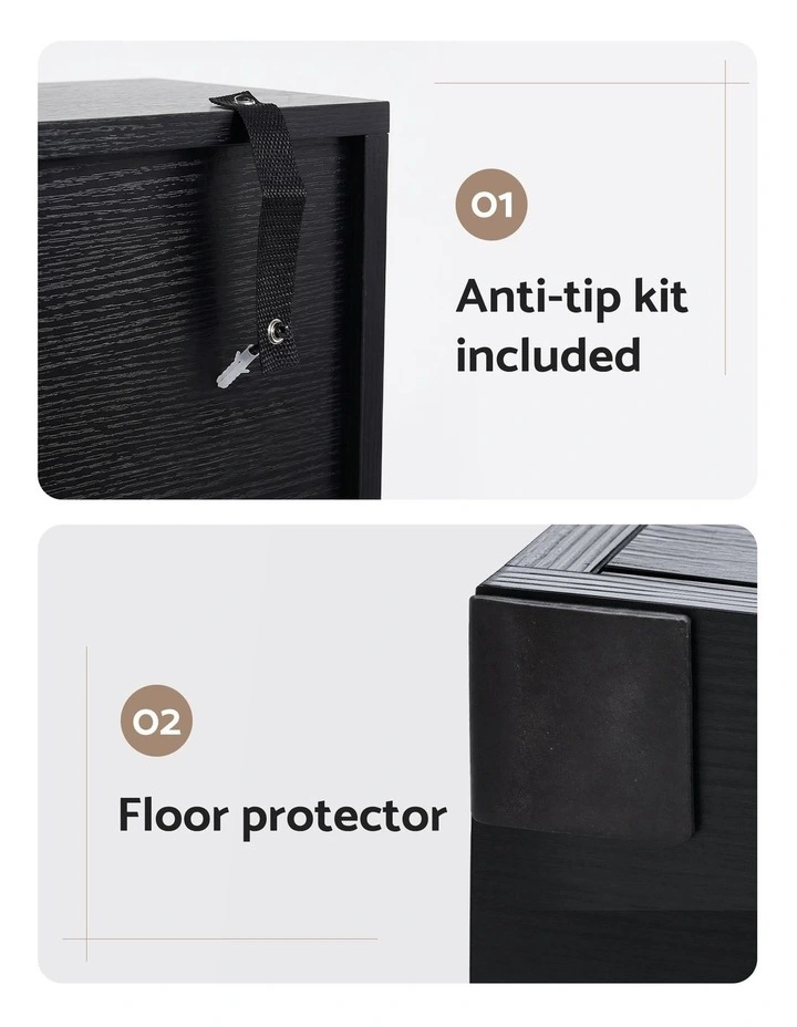 Artiss 6-Tier Bookshelf Display Cabinet Storage Black image 5