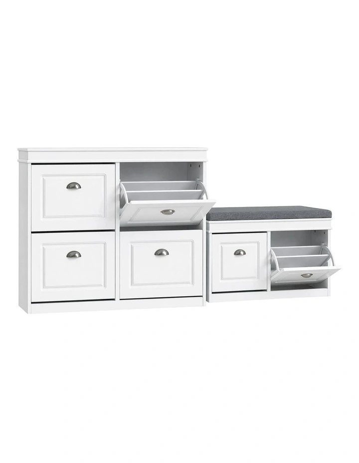 Artiss Shoe Cabinet Bench Set Flip Drawer Hallway Living Room White image 1